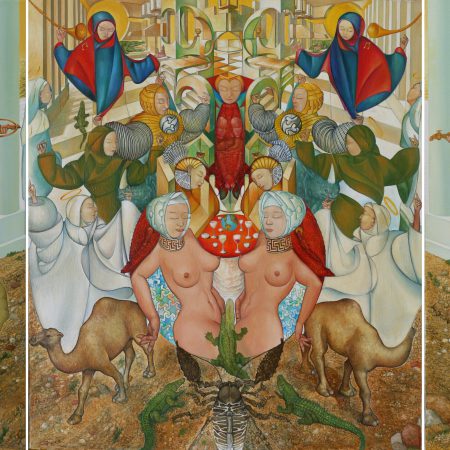 Ölgemälde Surrealismus. Gemälde Titel "Das Abendmahl" - Öl auf Leinwand - Kunst von Roland Rafael Repczuk