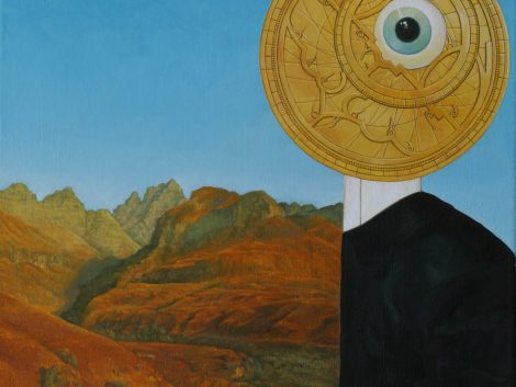 Ölgemälde Phantastischer Realismus. Gemälde Titel "Der Geograph - Die Vermessung der Erde" - Öl auf Leinwand - Surrealismus-Kunst von Roland Rafael Repczuk