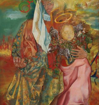 Ölgemälde Surrealismus. Gemälde Titel "Donna Indra" - Öl auf Leinwand - Kunst von Roland Rafael Repczuk