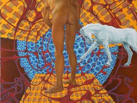 Ölgemälde Phantastischer Realismus. Gemälde Titel "Der Mariareaktor" - Öl auf Leinwand - Surrealismus-Kunst von Roland Rafael Repczuk