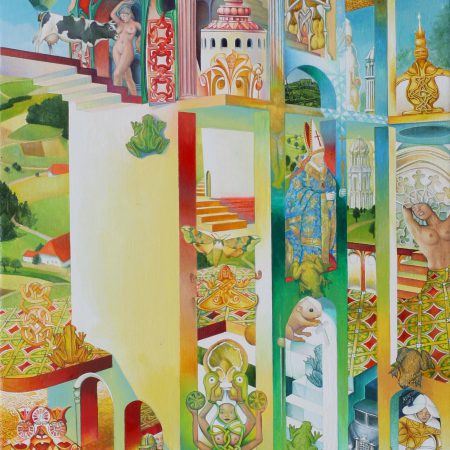 Ölgemälde Surrealismus. Gemälde Titel "Palast des Himmels" - Öl auf Leinwand - Kunst von Roland Rafael Repczuk