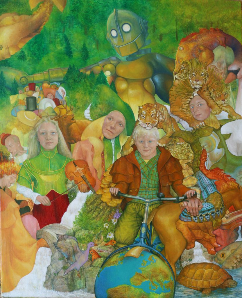Ölgemälde Surrealismus. Gemälde Titel "Das goldene Sommerfest" - Öl auf Leinwand - Kunst von Roland Rafael Repczuk