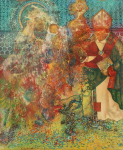 Ölgemälde Surrealismus. Gemälde Titel "Die Taufe" - Öl auf Leinwand - Kunst von Roland Rafael Repczuk