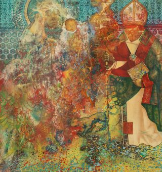 Ölgemälde Surrealismus. Gemälde Titel "Die Taufe" - Öl auf Leinwand - Kunst von Roland Rafael Repczuk