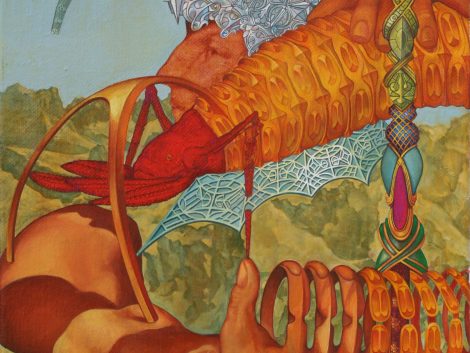 Ölgemälde Phantastischer Realismus. Gemälde Titel "Die Trophäe" - Öl auf Leinwand - Surrealismus-Kunst von Roland Rafael Repczuk